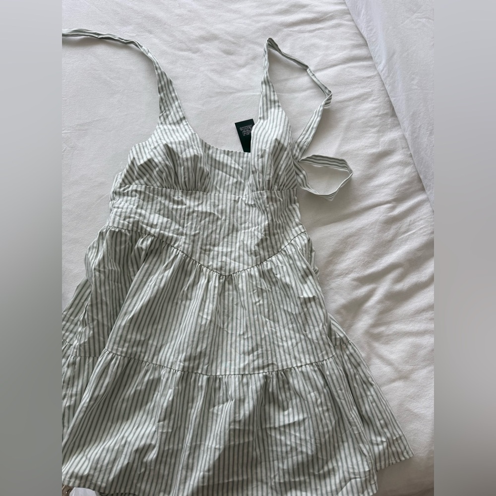 Wild Fable Halter Dress in Green and White Stripes NWT